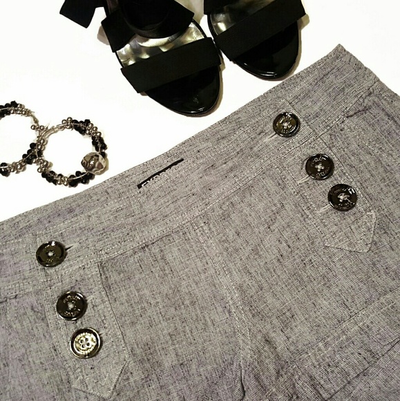 Express Pants - Chic Pewter Button Dress Shorts